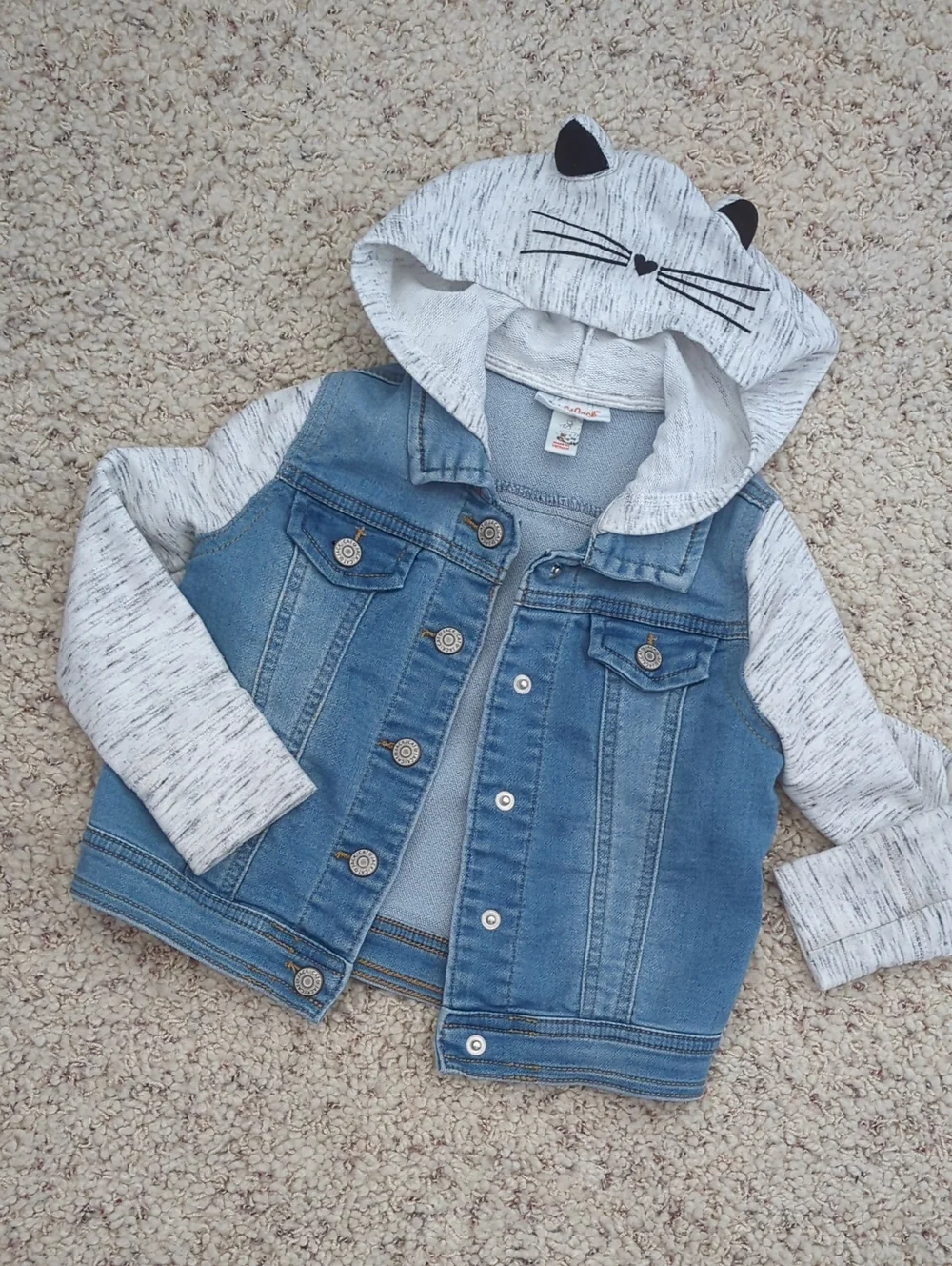 Cat & Jack Blue Denim Jacket with Heather Gray Hood